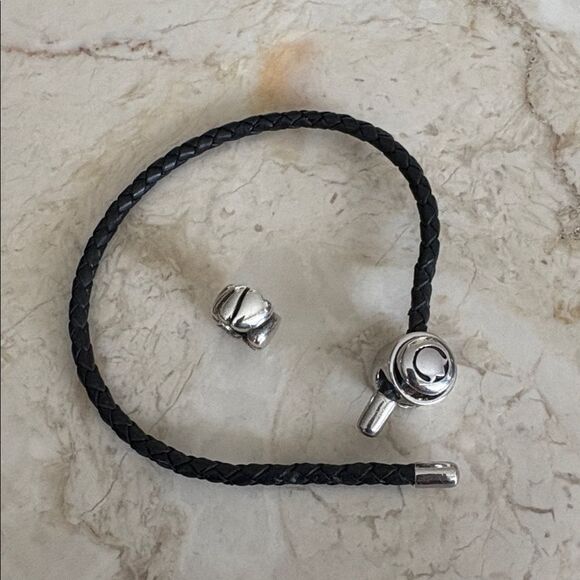 Persona Adjustable Braided Leather & Sterling Silver Bracelet & Heart Charm - Picture 7 of 7